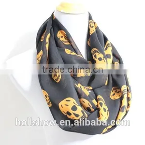 Wholesale Infinity Printed Scarf Fashion Chiffon Skull Scarf thumbnail-2