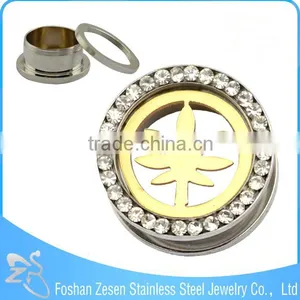 Gold Plated Surface Engraved Ear Tunnel Plugs Body Piercing Jewelry thumbnail-3