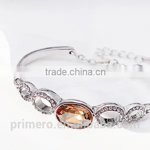 New Design Oval Austrian Crystals 18k Platinum Plated Bracelet Bangle Jewelry Gifts thumbnail-6