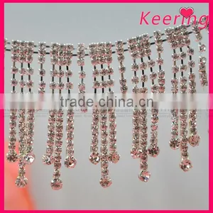 Fashion New Design Crystal Chain Trim for Ladies Silver Waist WRC-240 thumbnail-1