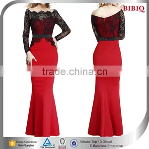 Long Hawaiian Evening Dress China Lace Red Prom Corset Sexy Clubwear Wholesale One Leg Slit Dresses thumbnail-6