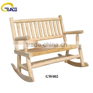Granco GW002 Outdoor Furniture Wooden Log Double Rocker thumbnail-1