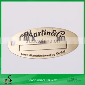 Sinicline Oval Bronze Metal Label Tag With Black Painting Logo thumbnail-1