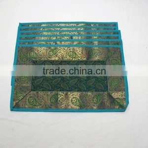 Placemats and Coaster in Blue Color Indian Silk Table Runner thumbnail-3