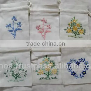 Cotton Embroidery Drawstring Pouch Bag thumbnail-1