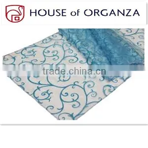 Flocking Organza Fabric for Curtains, Garments and Various Decorations thumbnail-1