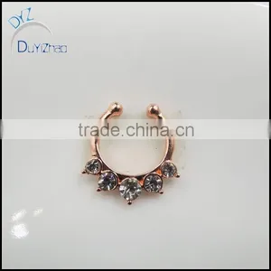 Fashion Fake Septum Rhinestone Hoop Nose Rings thumbnail-1