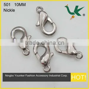 Fashion Jewelry Findings 10mm Nickle Plated Lobster Clasp, Model 501 thumbnail-1