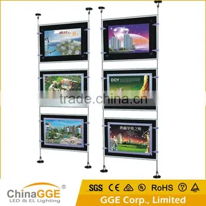 Suspended Acrylic Crystal Window Display Hanging Photo Pockets Light Box thumbnail-2