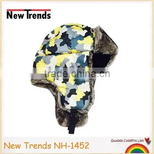 Camouflage Printed Faux Fur Russian Style Winter Hat Trapper Hat With Mask thumbnail-3