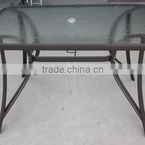 Outdoor Modern Design Long Narrow Tempered Glass Table for Coffee Shop Garden YT37 thumbnail-1