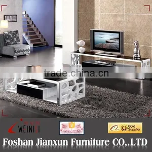 891# High Gloss Lacquer Black Glass Coffee Table thumbnail-1