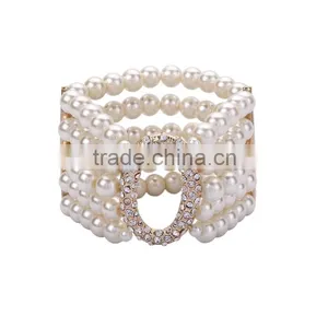 2016 Fashion Beautiful Gift Shiny Cleary Crystal Ladies Cheap Pearl Bracelet thumbnail-1