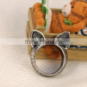 Antique Vintage Bronze Style Kawaii Kitty Cat Ear Metal Costume Jewellery Ring thumbnail-4