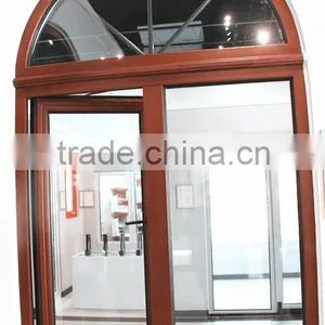 Italian Style Wood Aluminum Composite Arched With Grill Outward Opening Window thumbnail-1