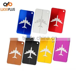 Luckiplus Colorful Aluminum Air Plane Pattern Luggage Tag ID Tag Name Card Holder Yellow thumbnail-2