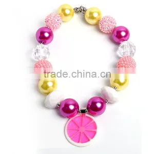 New Product Baby Girl Lemon Jewelry Fashion Pearl Necklace Chunky Bead for Girl Baby Beads Body Chain Necklace thumbnail-3