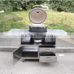 Auplex Outdoor Trolley Stainless Steel Kamado BBQ Table thumbnail-1