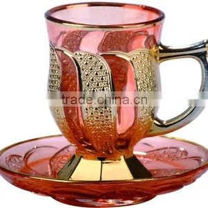 Golden Tea Cup and Saucer Set thumbnail-3