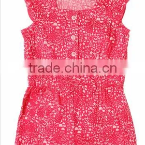 2016 Summer Hot Sale Baby Girls Lotus Leaf Sleeve Floral Romper thumbnail-1