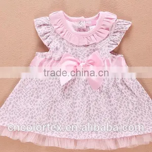 Baby Girls Classical Skirt Lotus Leaf Sleeve And Bowknot Dress thumbnail-2