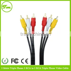 3 Metre Triple Phono 3 RCA to 3 RCA Triple Phono Video Cable thumbnail-1