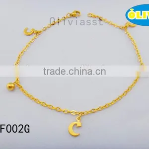 Olivia Jewelry Fashion Gold Plated Stainless Steel Anklet With Moon Pendant Beautiful Girls thumbnail-1