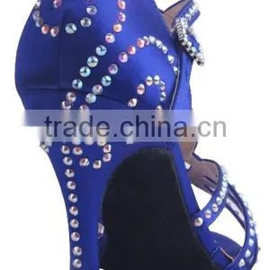 Suphini New Design Blue Latin Dance Shoes Crystals thumbnail-3