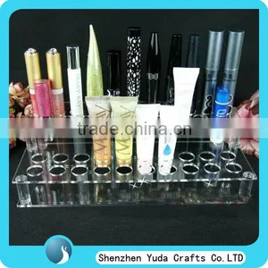 2 Tier Acrylic Clear Cosmetic Display With Holes, Perspex Cosmetic Lipstick Mascara Display Rack thumbnail-1