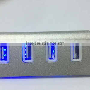 Multi 4 Port Aluminum Man Usb 2.0 Hub From China Suppliers With Blue LED Indicator Lights thumbnail-6