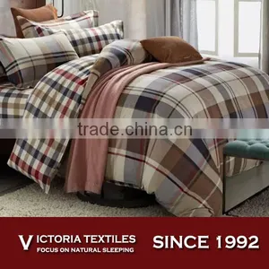 100%cotton Tartan Check Grey Design Bedding Duvet Cover Set thumbnail-1