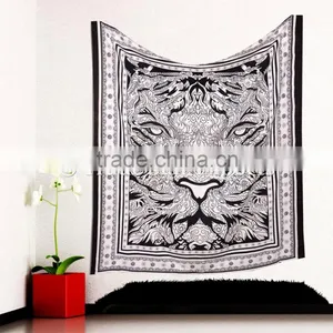 Indian Tiger Queen Bohmiean Bedding Hippie Psychedelic Home Decor Cotton Bedspread thumbnail-1