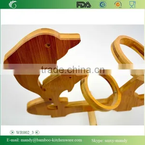 WR002 Dolphin Shape Bamboo Wine Rack, Bamboo Holder for Wine thumbnail-4