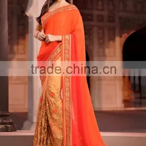 Pink Georgette On Net Lehenga Saree thumbnail-2