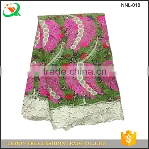 Fantastic Wax Lace Fabrics African Super Wax Hollandaise With Big Leaves Embroidery Design Guipure Lace thumbnail-1