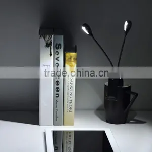 Rechargeable LED Travel Light Gooseneck 4 LED Flexible Eye Care Dimmable Clip LED Book Lamp Dual Head thumbnail-4
