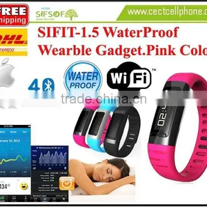 SIFIT-1.5 Waterproof Wrearable Gadget. Pink .3D Sensor. Bluetooth 4.0.Calories Counter.Pink Wearable Gadget WaterProof. thumbnail-1