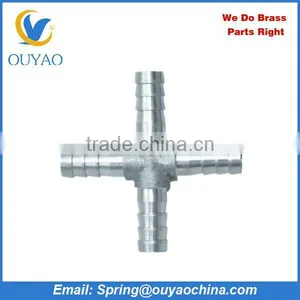 4 Way Chrome Plated Metric Barb Fitting thumbnail-1