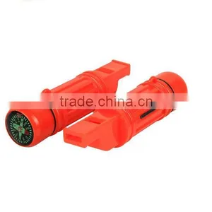 5 in 1 Multifunction Survival Whistle With Compass Fire Flint Mirror thumbnail-2