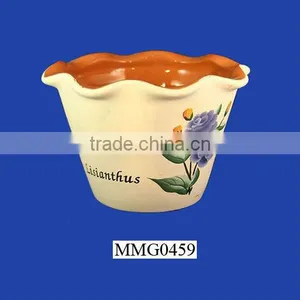 Lisianthus White Ceramic Scalloped Flower Pot for Sale thumbnail-1