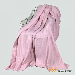 Classic Cable Acrylic Knitted Throw Blanket thumbnail-1