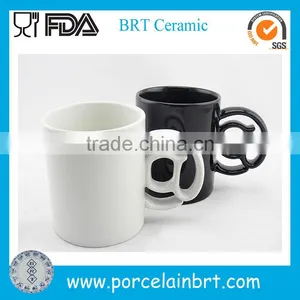 Special Handled White Black Ceramic Coffee Mug thumbnail-1