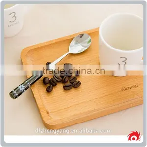 Wood Rectangle Sculpture Flower Coffee Tea Dessert Food Serving Plate Tray thumbnail-3