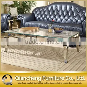 Modern Marble Top Coffee Table 201 Stainless Steel Legs thumbnail-2