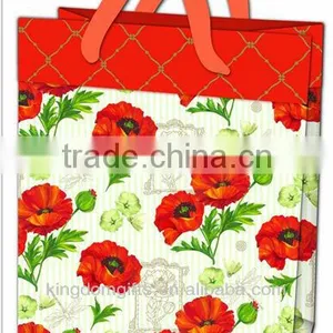 Red Flowers Art Paper Shopping Bags thumbnail-1