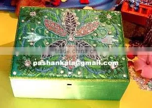Decorative Green Zari Embroidery Box thumbnail-1