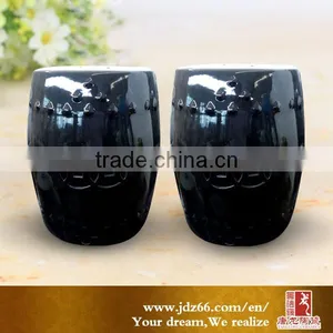 Modern Design Good Quality Glazed Chinese Black Ceramic Indian Stool for Garden Decor thumbnail-1