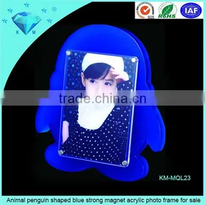 Animal Penguin Shaped Blue Strong Magnet Acrylic Photo Frame for Sale thumbnail-1
