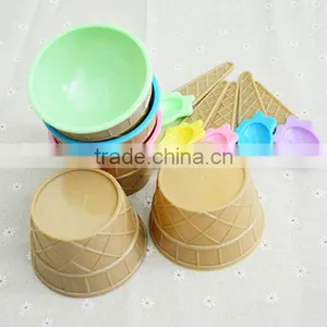High Quality 2-Sets,Kids Ice Cream Bowl Spoon Set Cute Children Feeding Tableware Plastic Bowl thumbnail-2