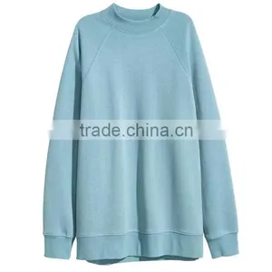 Custom Clothing Cheap Plain Blank Blue Womens Oversized No Hooded Sweatshirt Pullover No Brand Name Hoodies thumbnail-1